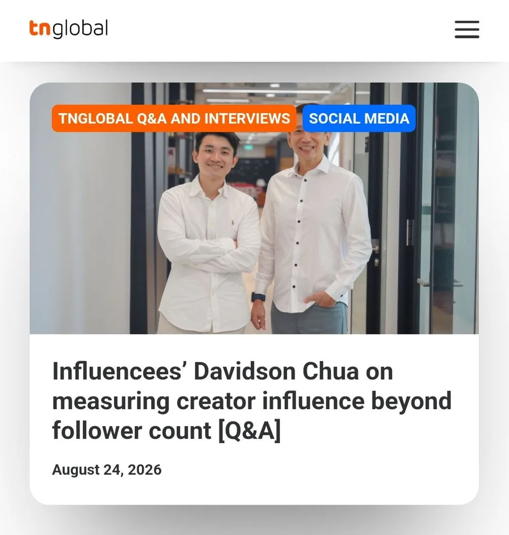 TNGlobal Q&A with Davidson Chua of Influencees on measuring creator influence beyond follower count